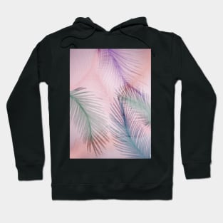 pink pretty pastel feather design deco tropical palm print art poster Hoodie